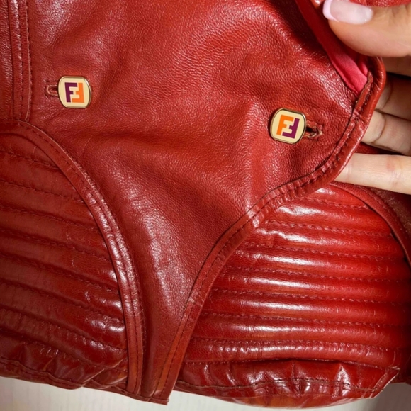 FENDI RED ( REAL) LEATHER JACKET - Picture 2 of 11